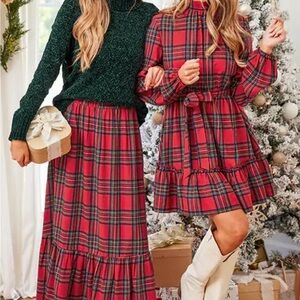 Cupshe Red Plaid Midi Skirt